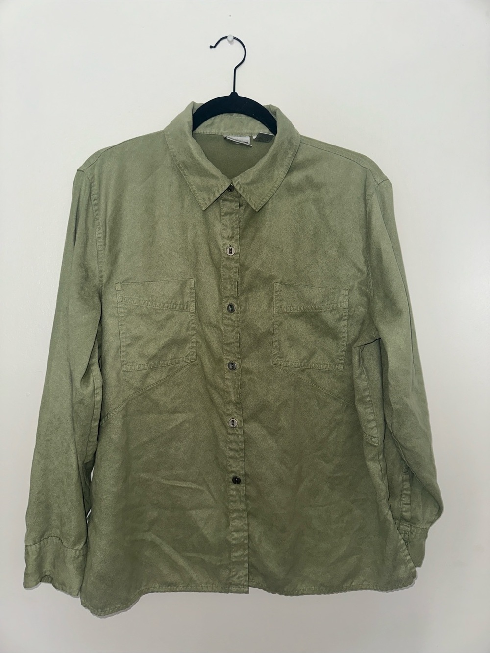 Chico's Olive Utility Button-Down Shirt